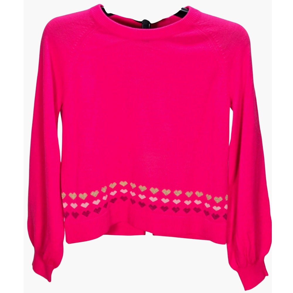 Women's Lilly Pulitzer NWT XS Alyona Pink Grenadine Heart Jacquard Sweater